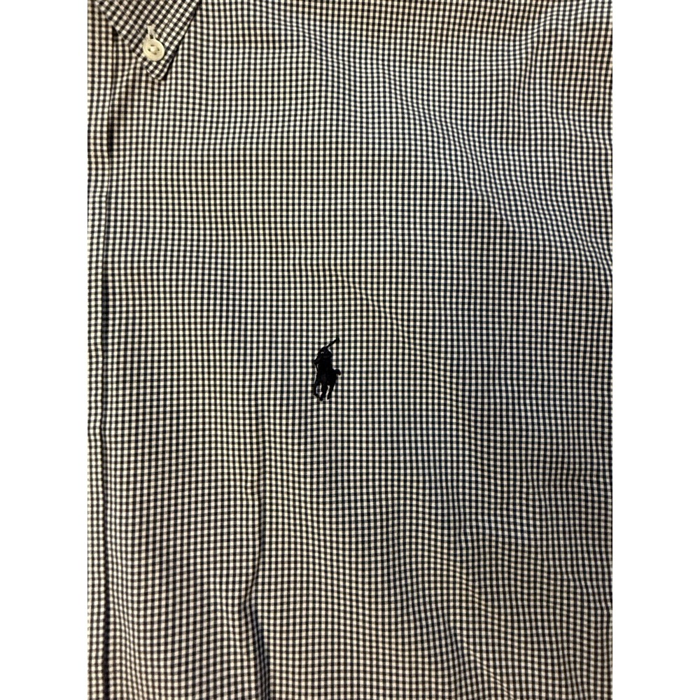Ralph Lauren Blake Shirt Mens XL Navy White Gingham Check Two Ply Cotton - Picture 3 of 8